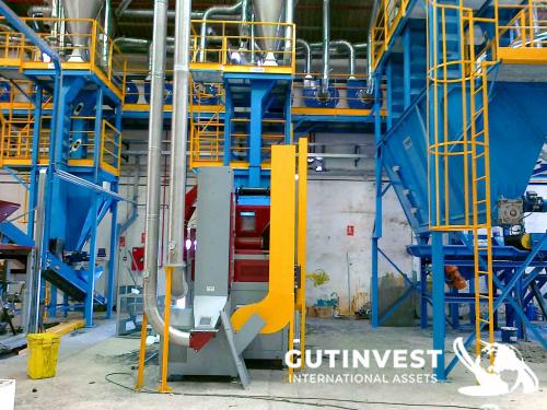 Complete line for sale for recycling tires - 10.000T/year.